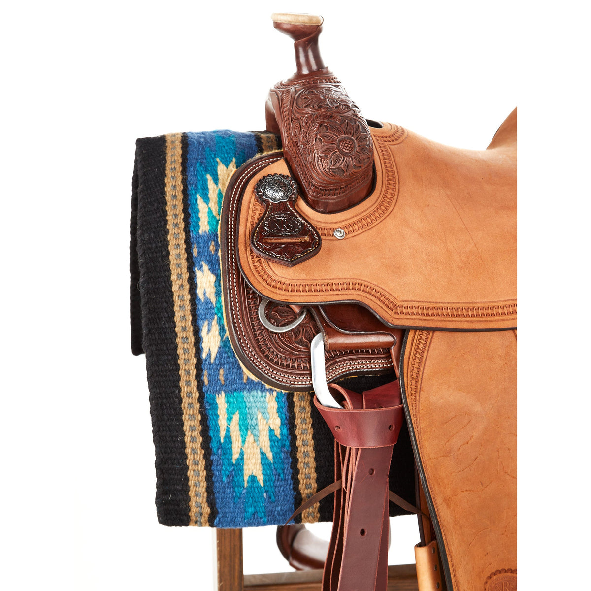 Sandhill Saddle Blanket, Black and Turquoise, view 3