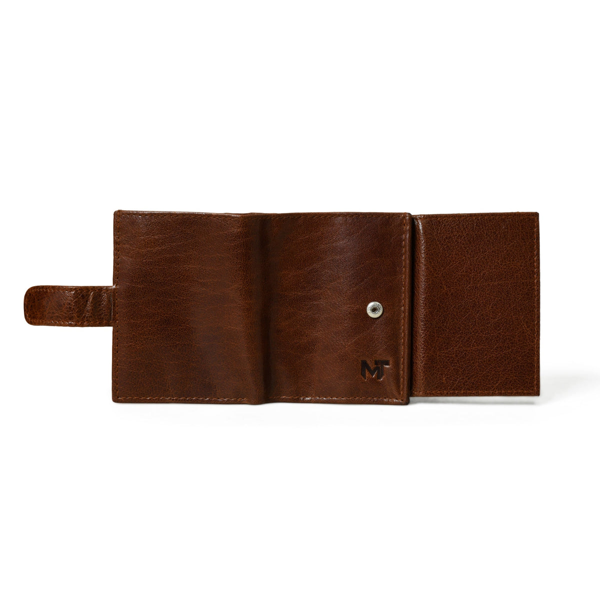 Leather wallet with aluminum pop-up card case, view 3