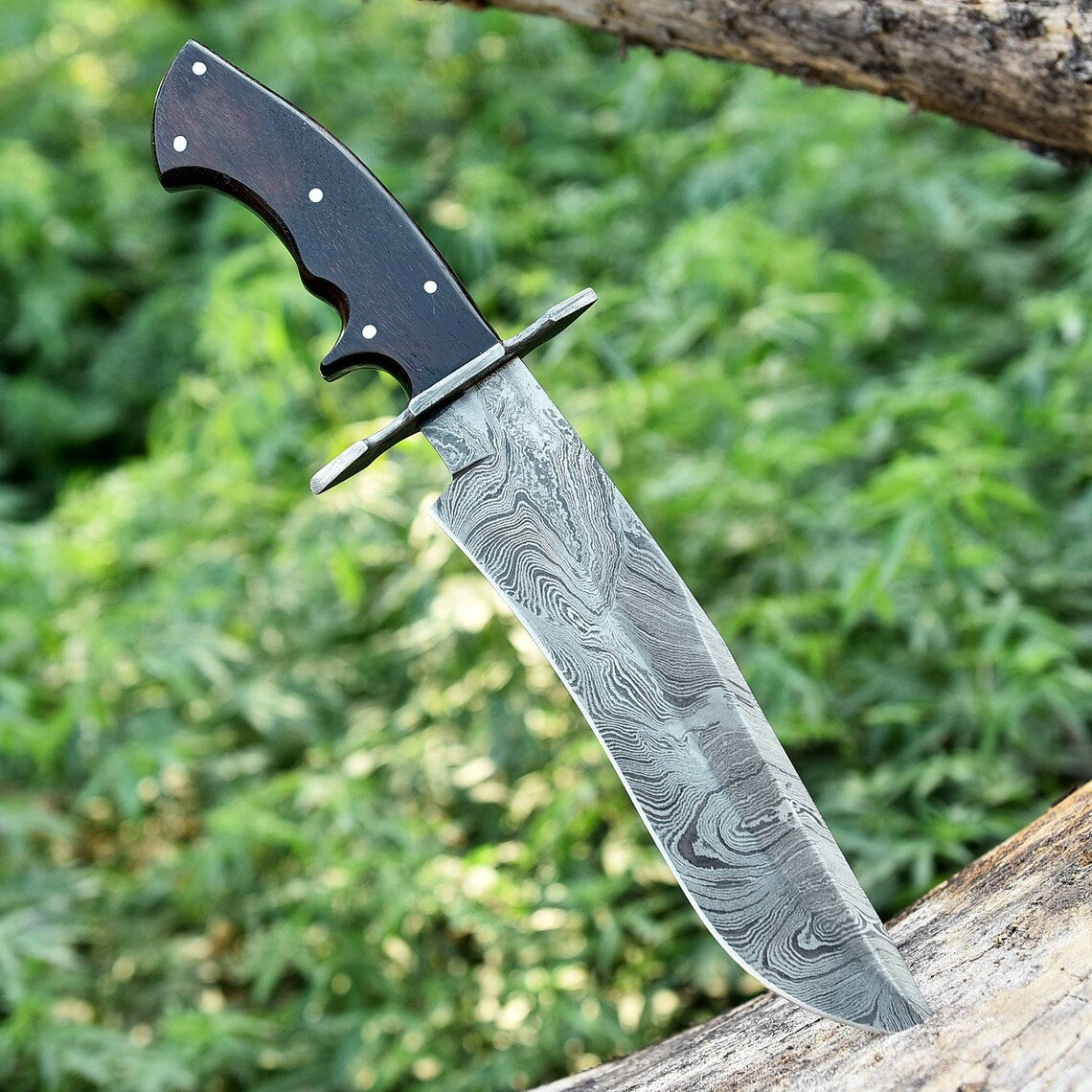 The 13-Inch Rosewood Damascus Bowie | Texan Knives