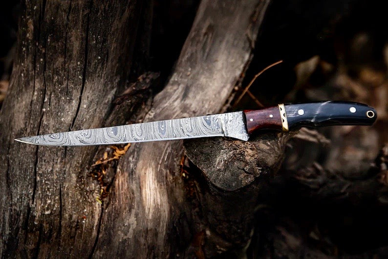 The Buffalo Horn Damascus Fillet Knife | Texan Knives