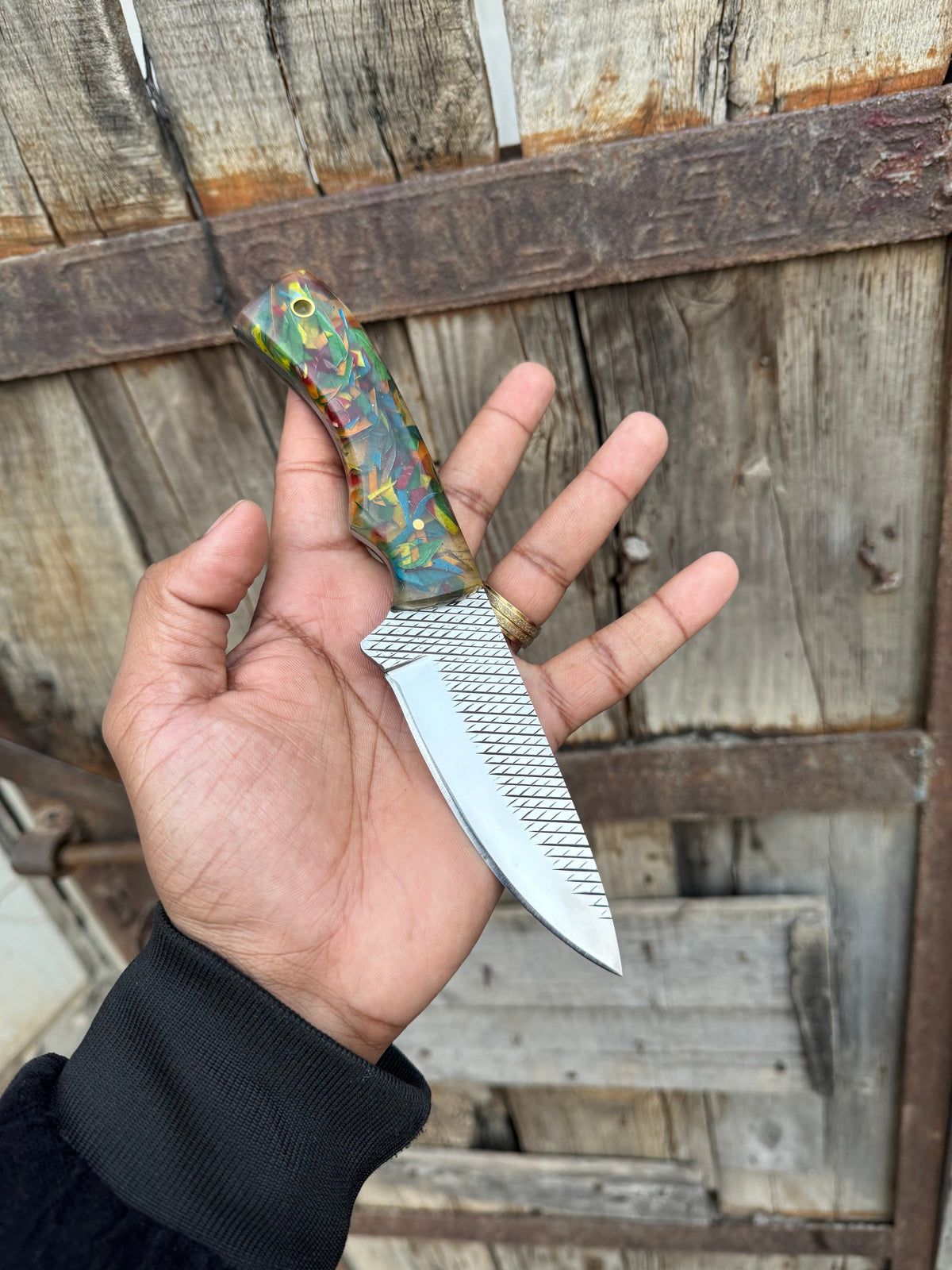Rasp Tool Steel Resin Cowboy Knife by Texan Knives, view 3