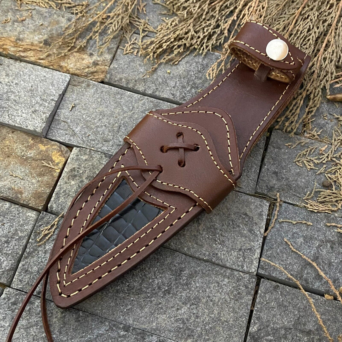 🔥 Handmade Damascus Steel Hunting Knife – Rosewood Handle & Damascus Guard + Leather Sheath