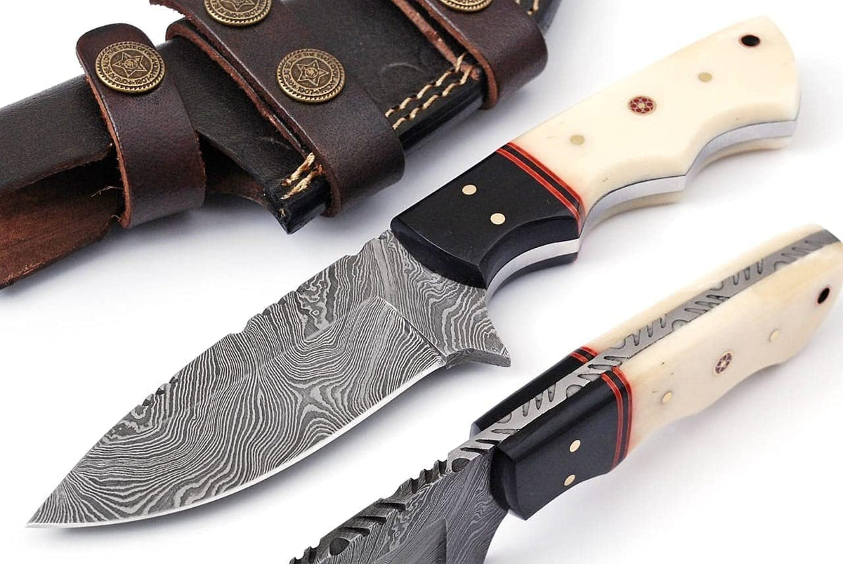 Buffalo Horn and Camel Bone Damascus Skinner by Texan Knives, view 2