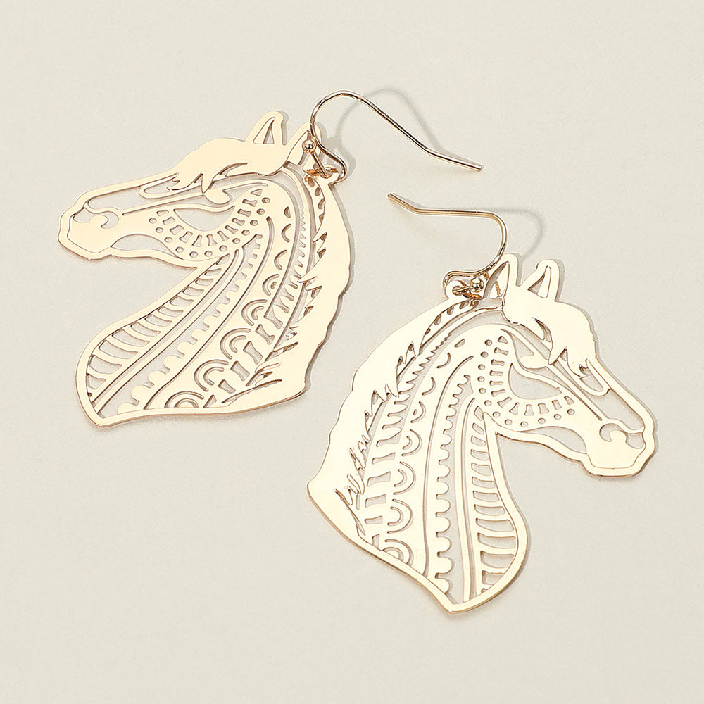The Filigree Horse Earrings, brass
