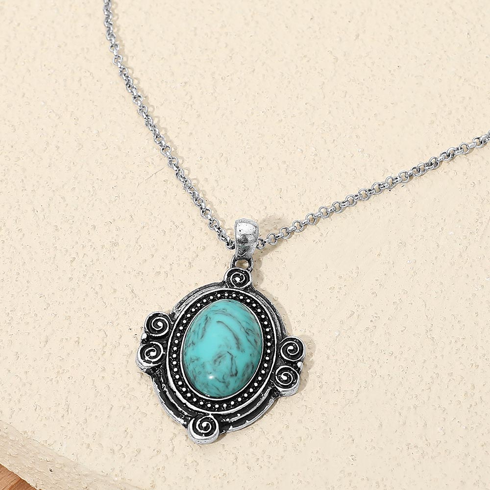 The Oval Turquoise-Tone Pendant Necklace