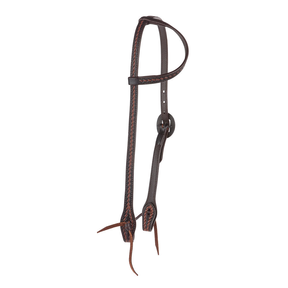 Floral Bar Rope-Tooled Headstall, view 4
