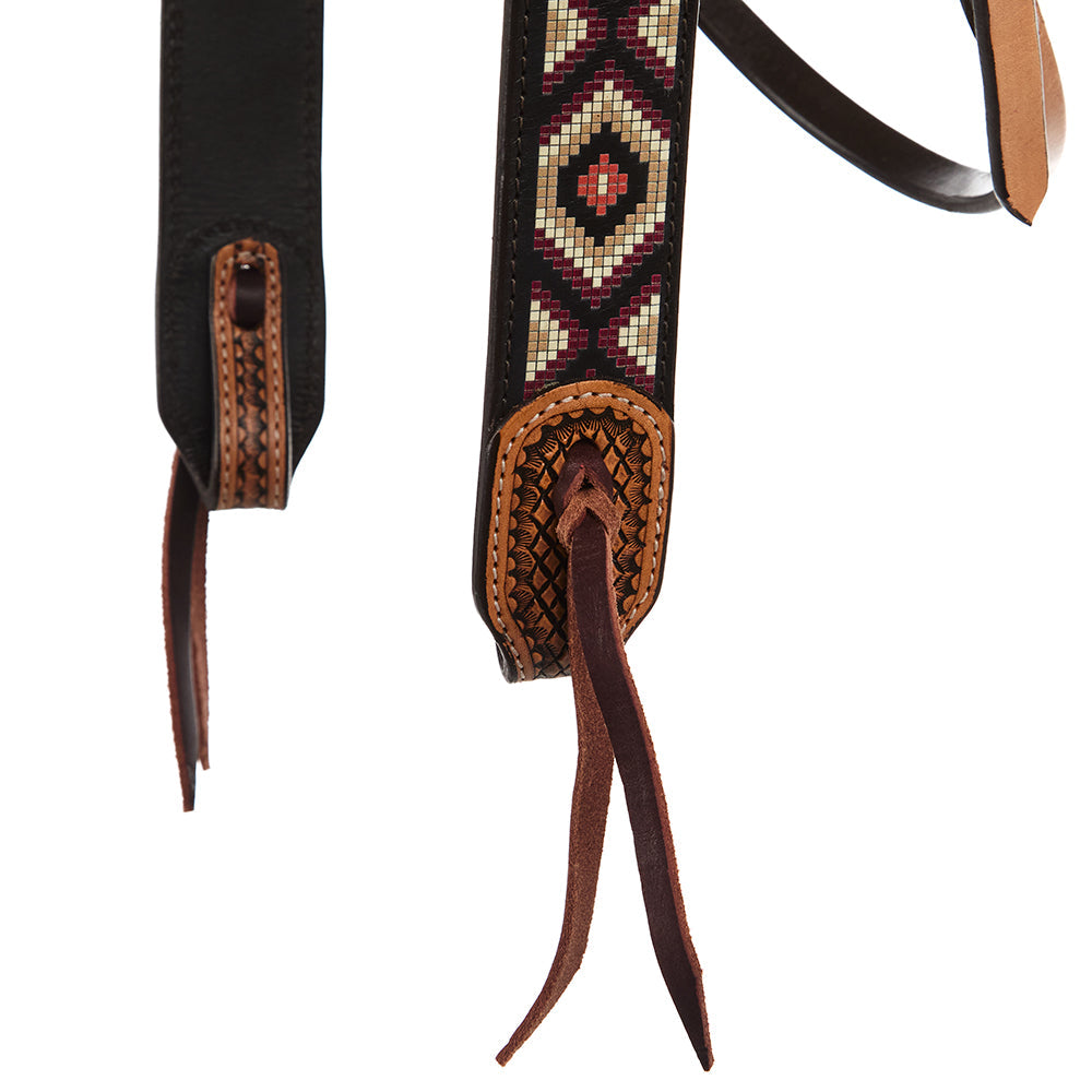 Burgundy and Cream Beadwork Headstall, view 5