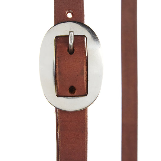 Brown oiled harness leather slit ear headstall with stainless steel buckle, view 2