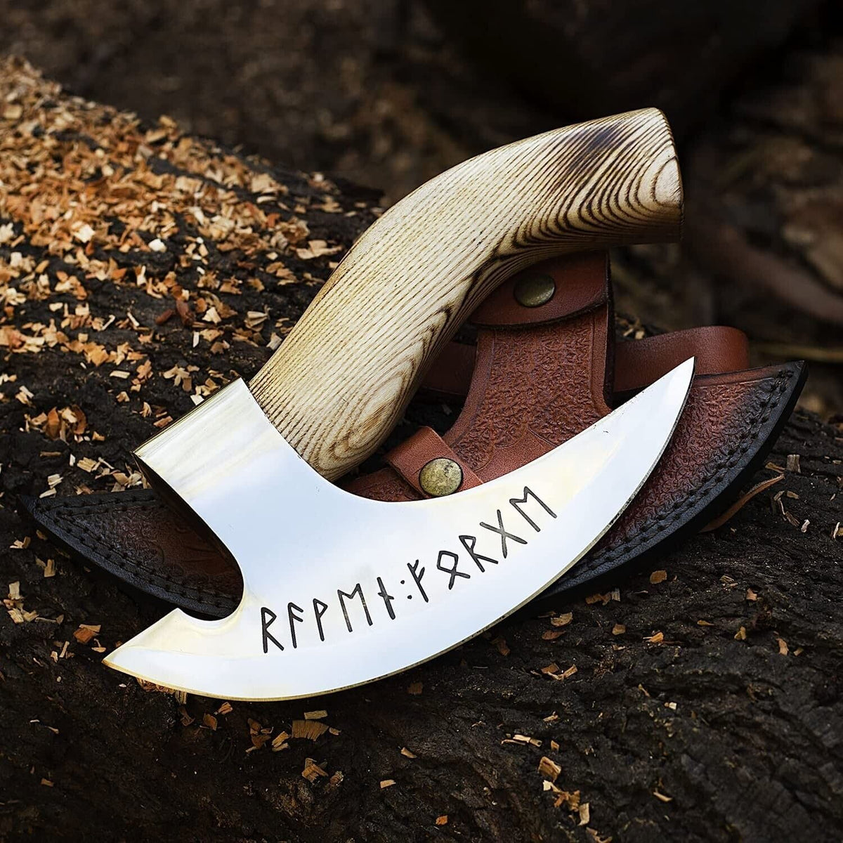 Custom Hand Engraved Ax Pizza Cutter - 8-Inch J2 Steel Blade