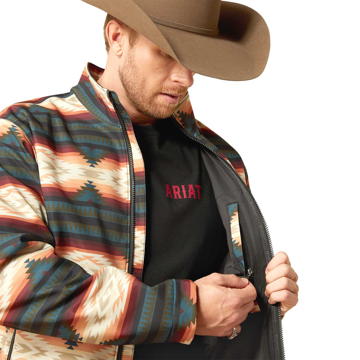 Serape print stretch softshell jacket, view 4