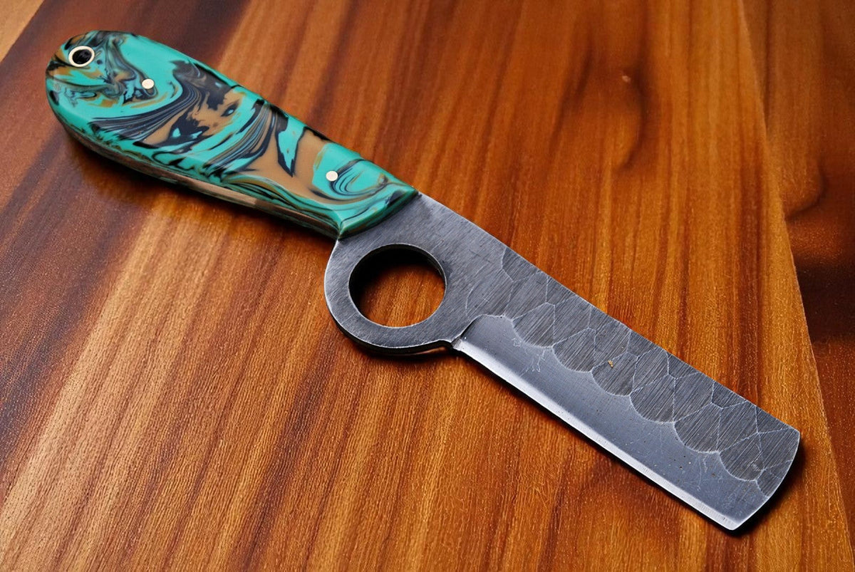 Carbon steel ranch bull cutter knife with resin handle