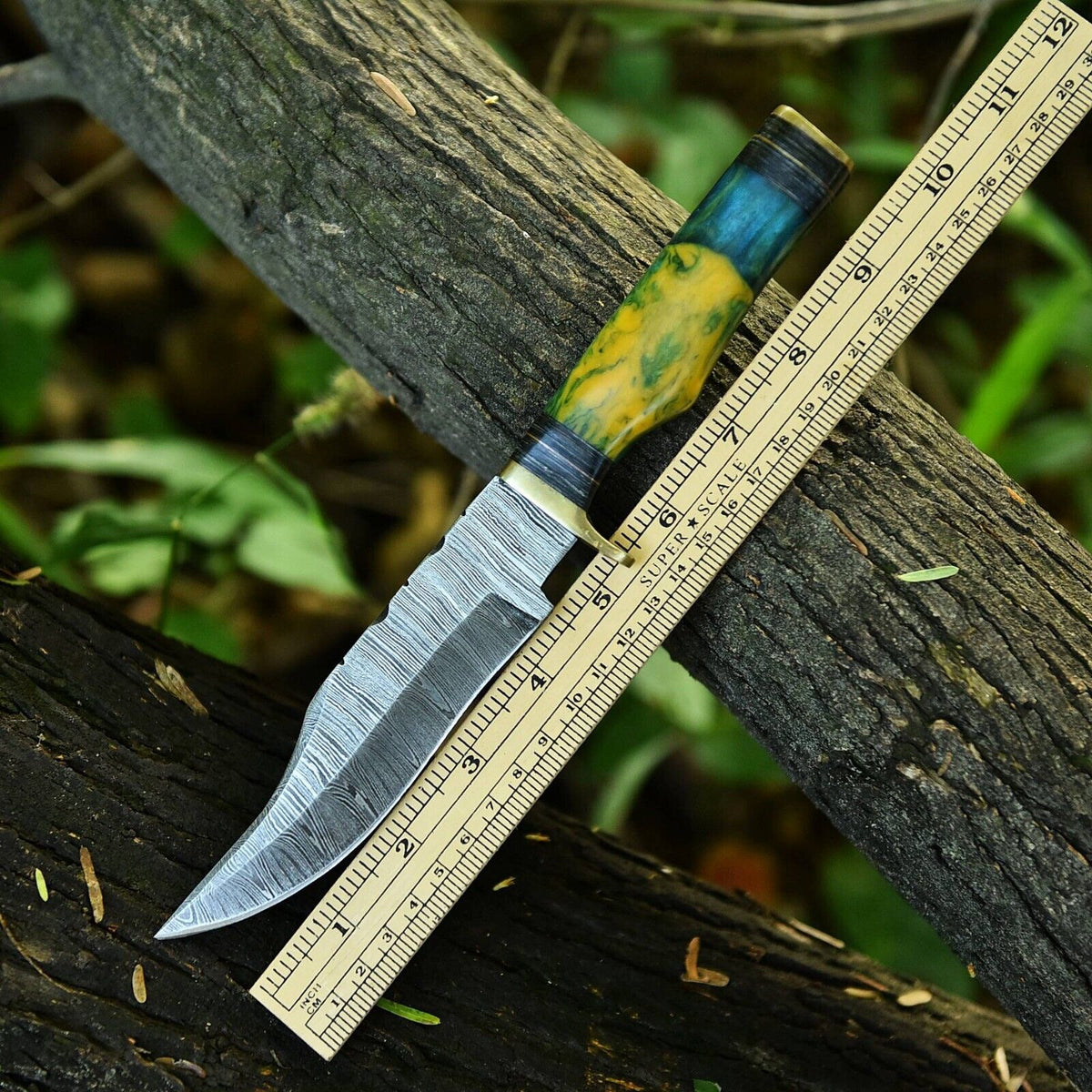 The Resin Pakkawood Brass Guard Hunting Knife | Texan Knives