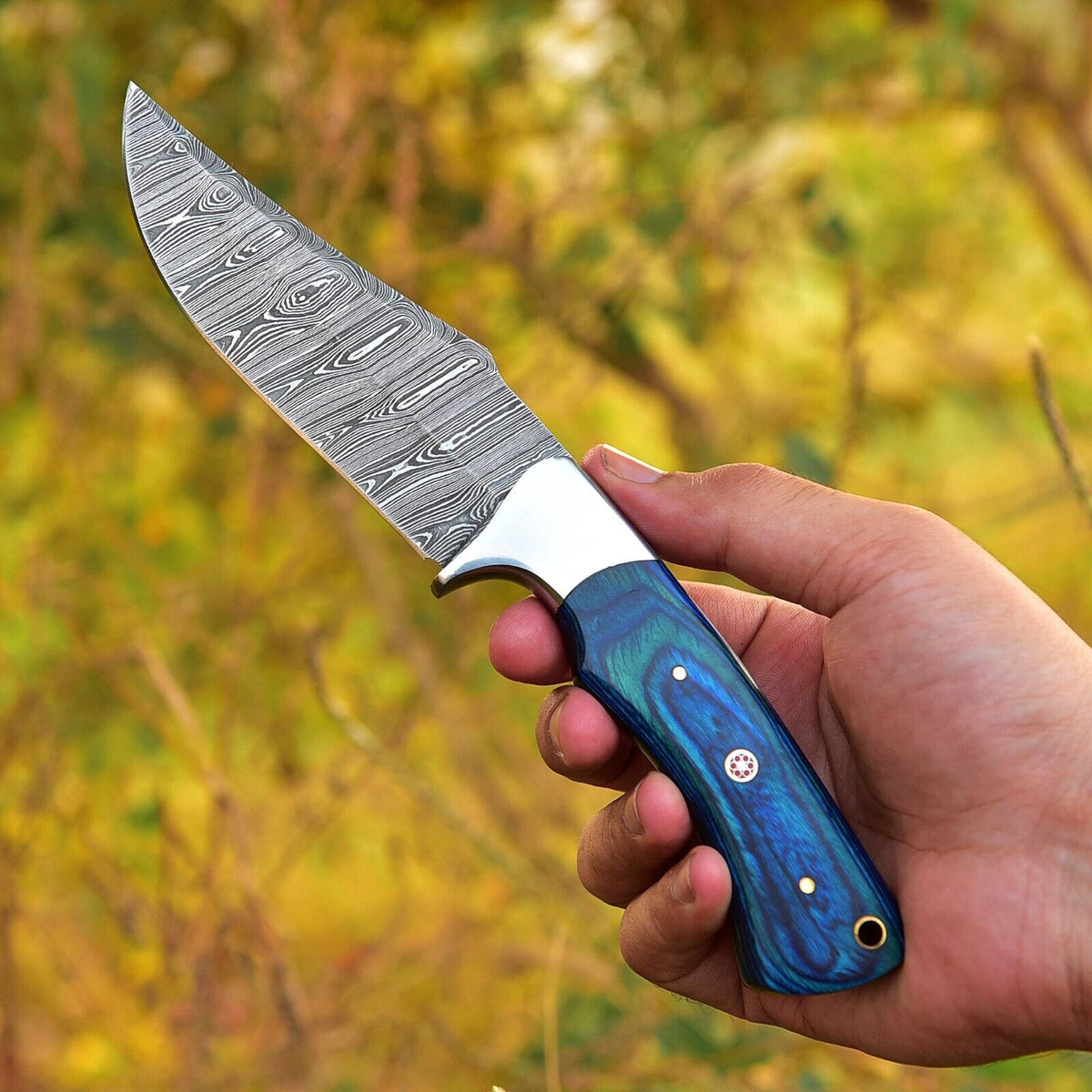 Pakkawood Damascus Skinning Blade, 4.5-Inch by Texan Knives, view 2