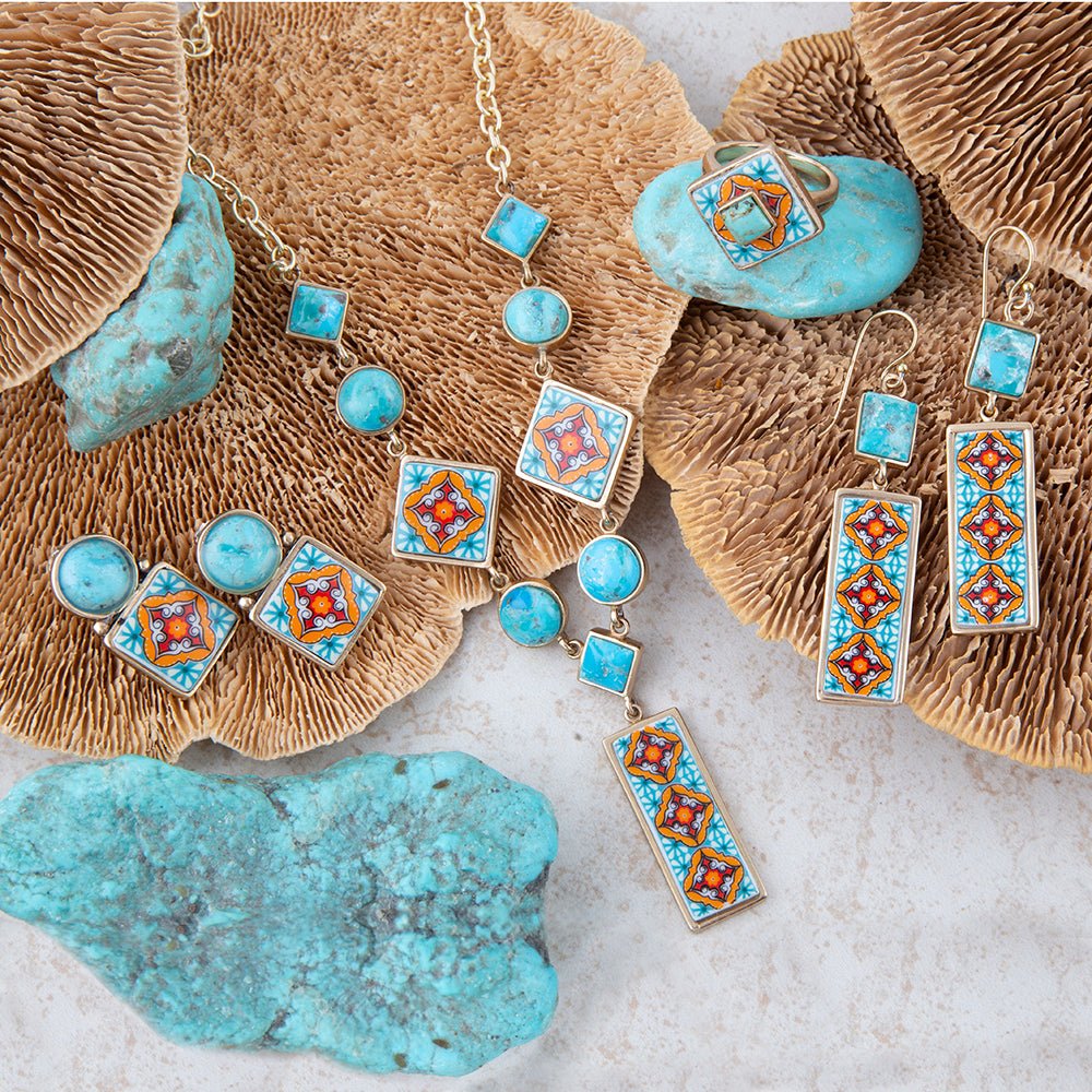 The Talavera Turquoise Drop Earrings, view 7