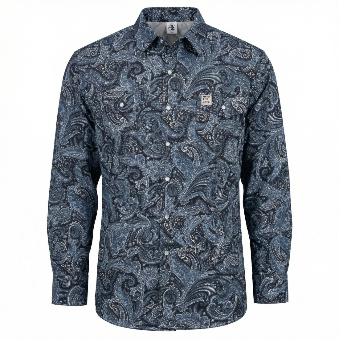 Paisley print flame resistant pearl snap work shirt by WoahBros