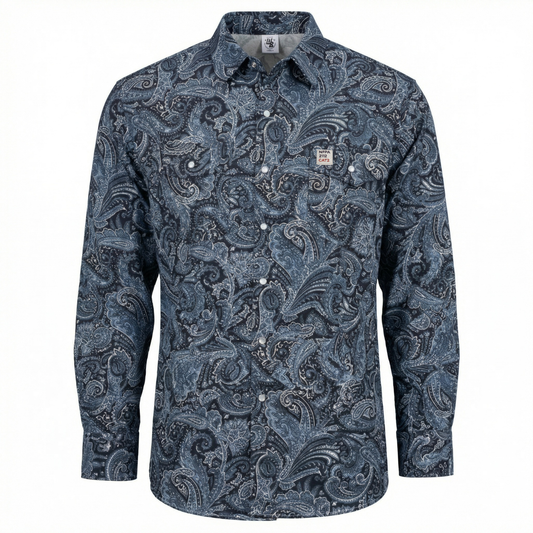 Paisley print flame resistant pearl snap work shirt by WoahBros