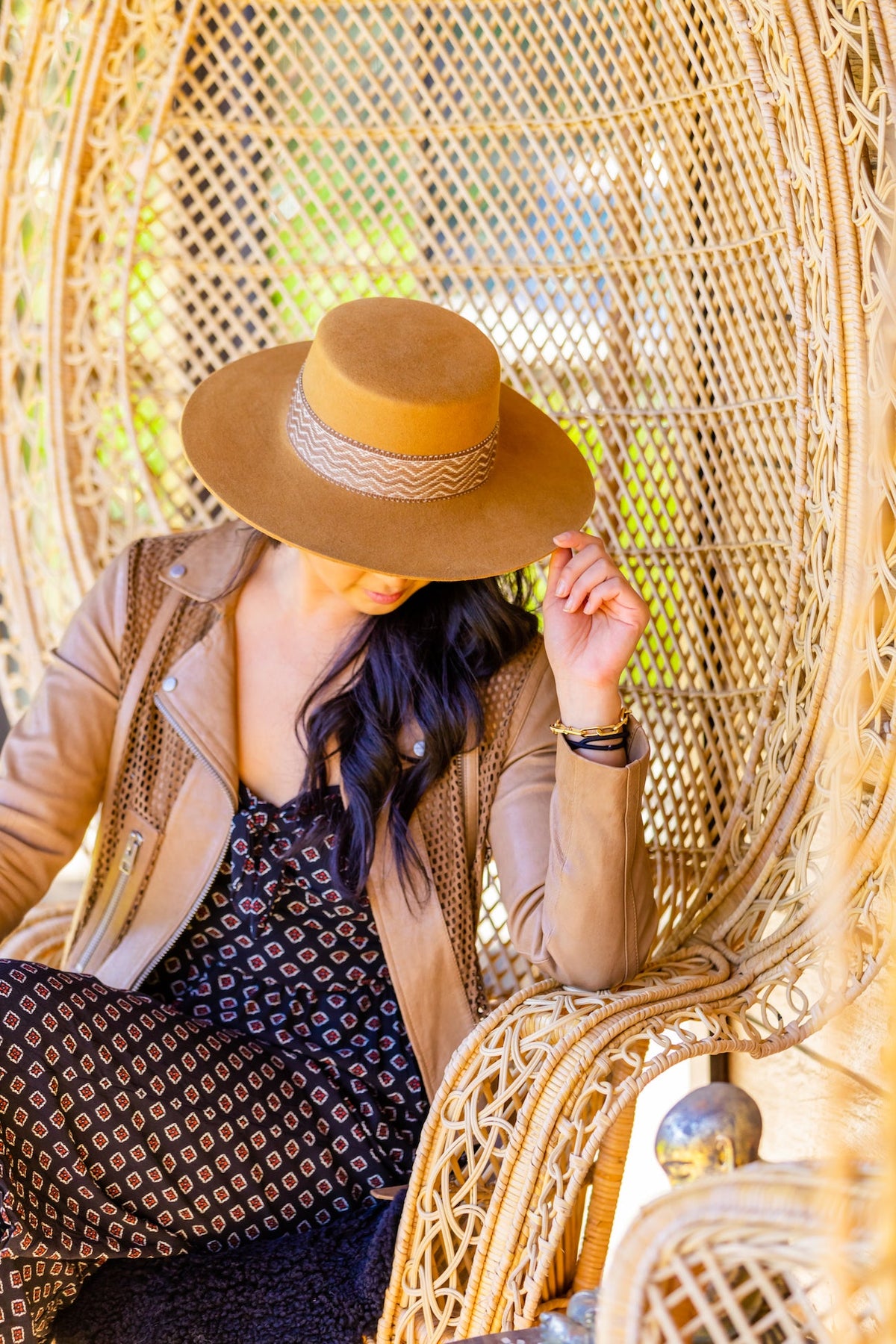 Camel tan alpaca wool felt Spanish style hat with a woven band, view 2