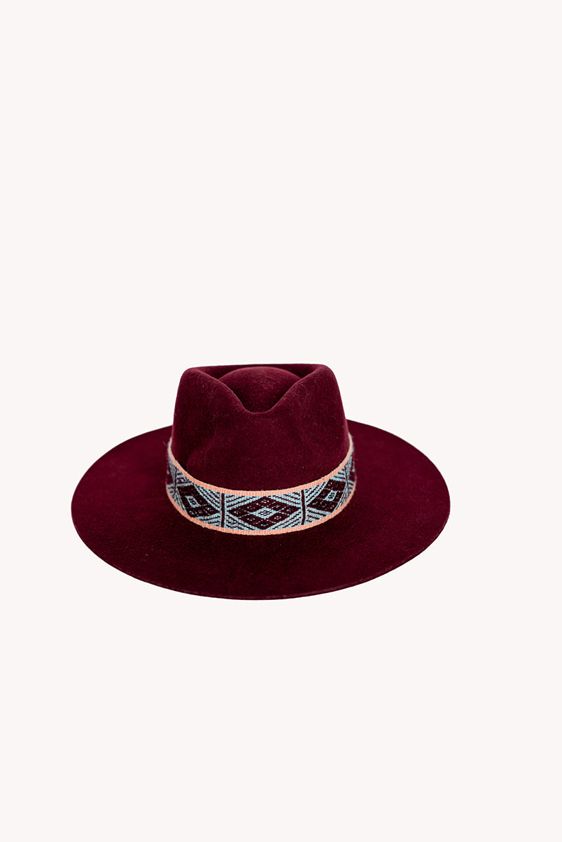 Maroon Felt Western Hat by Andeana Hats