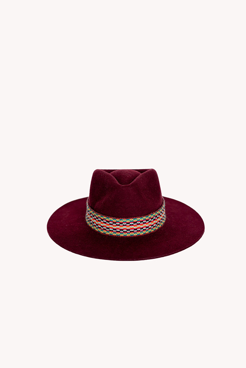 Maroon Felt Western Hat by Andeana Hats, view 2