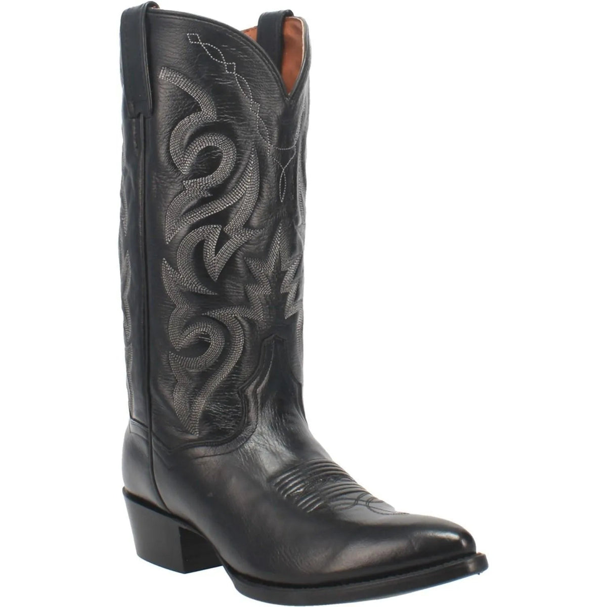 Antique tan cowhide leather men's cowboy boot with a round toe, view 2