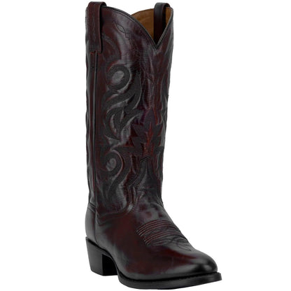 Antique tan cowhide leather men's cowboy boot with a round toe, view 4