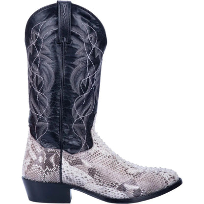 Python leather men's cowboy boot with a round toe, view 3