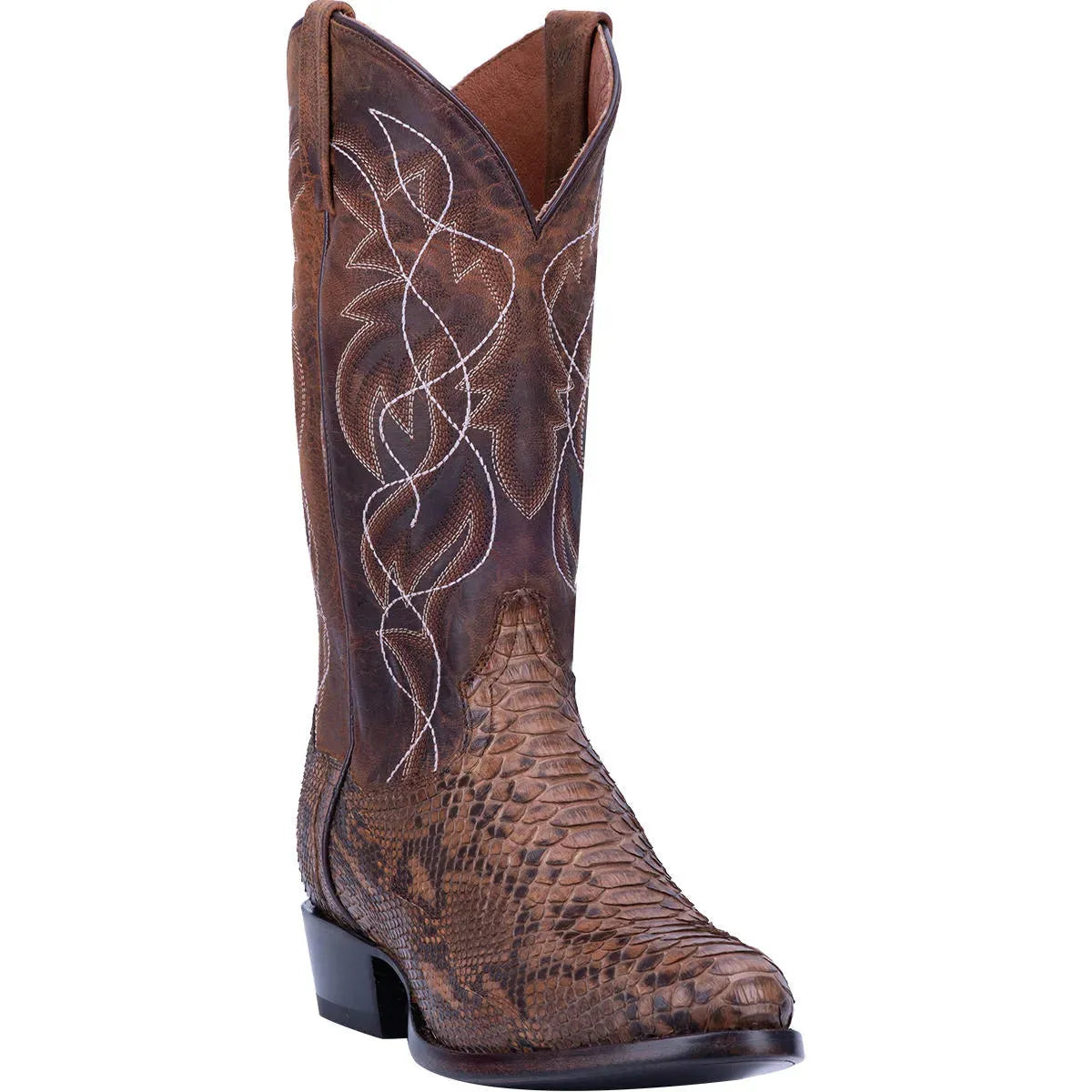 Python leather men's cowboy boot with a round toe, view 2