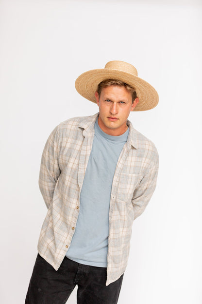 Natural palm leaf straw Spanish-style hat with a woven band, view 4