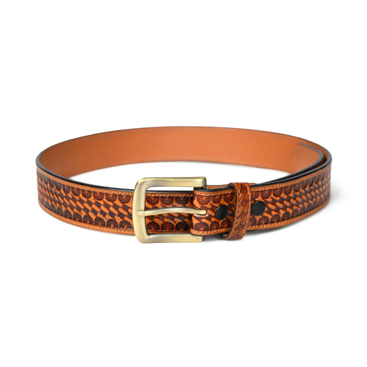 Carved Brass Buckle Belt by Classy Leather Bags