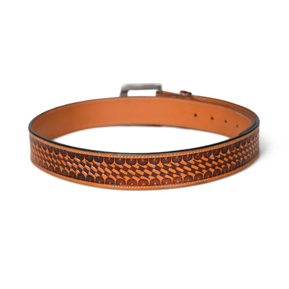 Carved Brass Buckle Belt by Classy Leather Bags, view 2