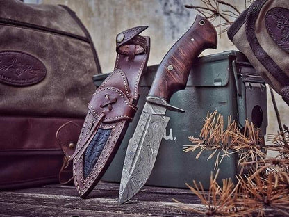 The Rosewood Damascus Guard Hunting Knife | Texan Knives