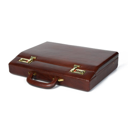 Rich Brown Hard-Case Briefcase by Classy Leather Bags