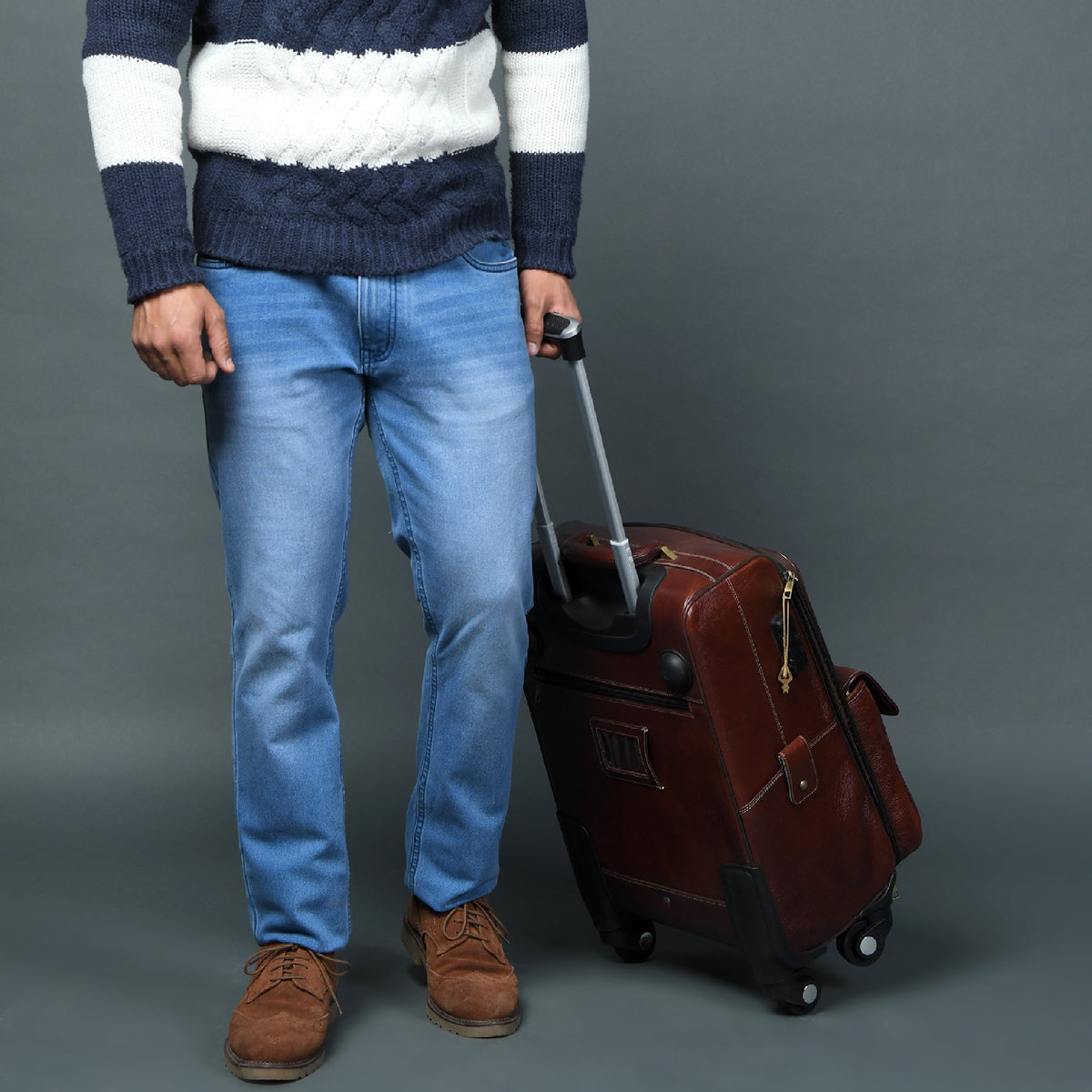 Cherry Brown Carry-On Roller by Classy Leather Bags, view 5