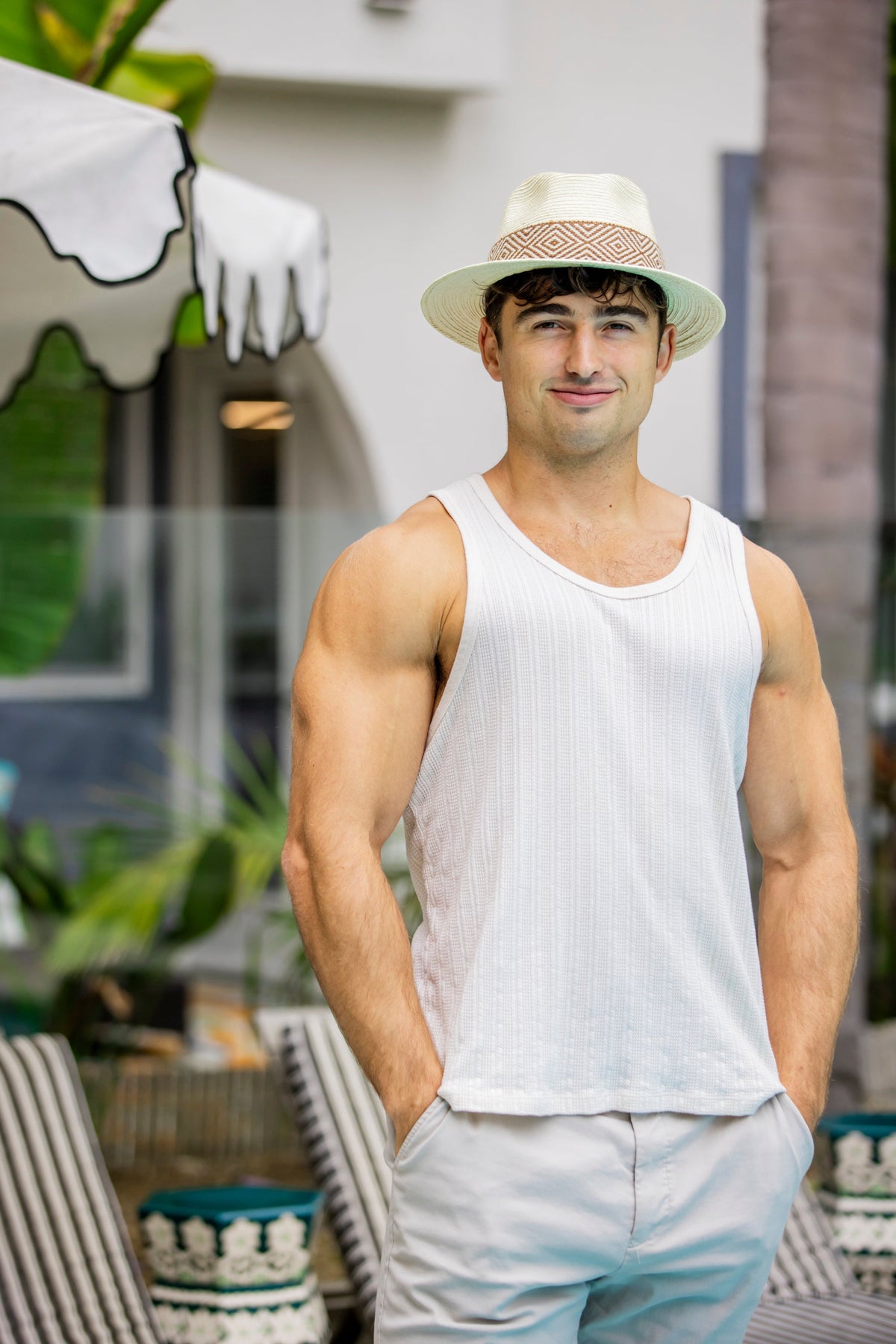 White Palm Straw Fedora by Andeana Hats