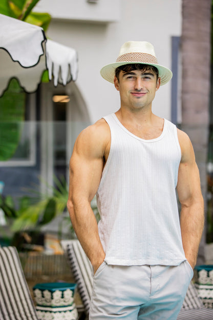 White Palm Straw Fedora by Andeana Hats