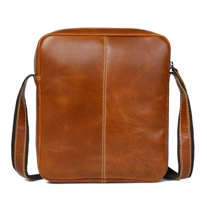 Tan Compact Messenger Bag by Classy Leather Bags