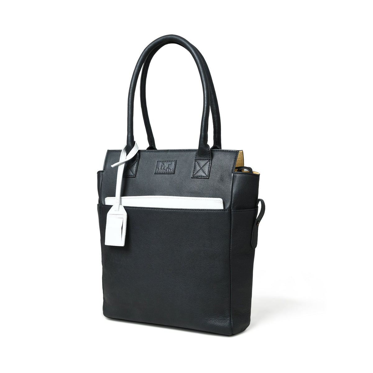 Black Leather Shopper Tote by Classy Leather Bags, view 2