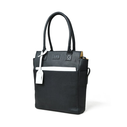 Black Leather Shopper Tote by Classy Leather Bags, view 2