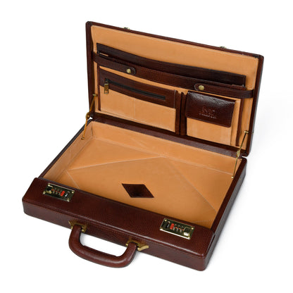Rich Brown Hard-Case Briefcase by Classy Leather Bags, view 6