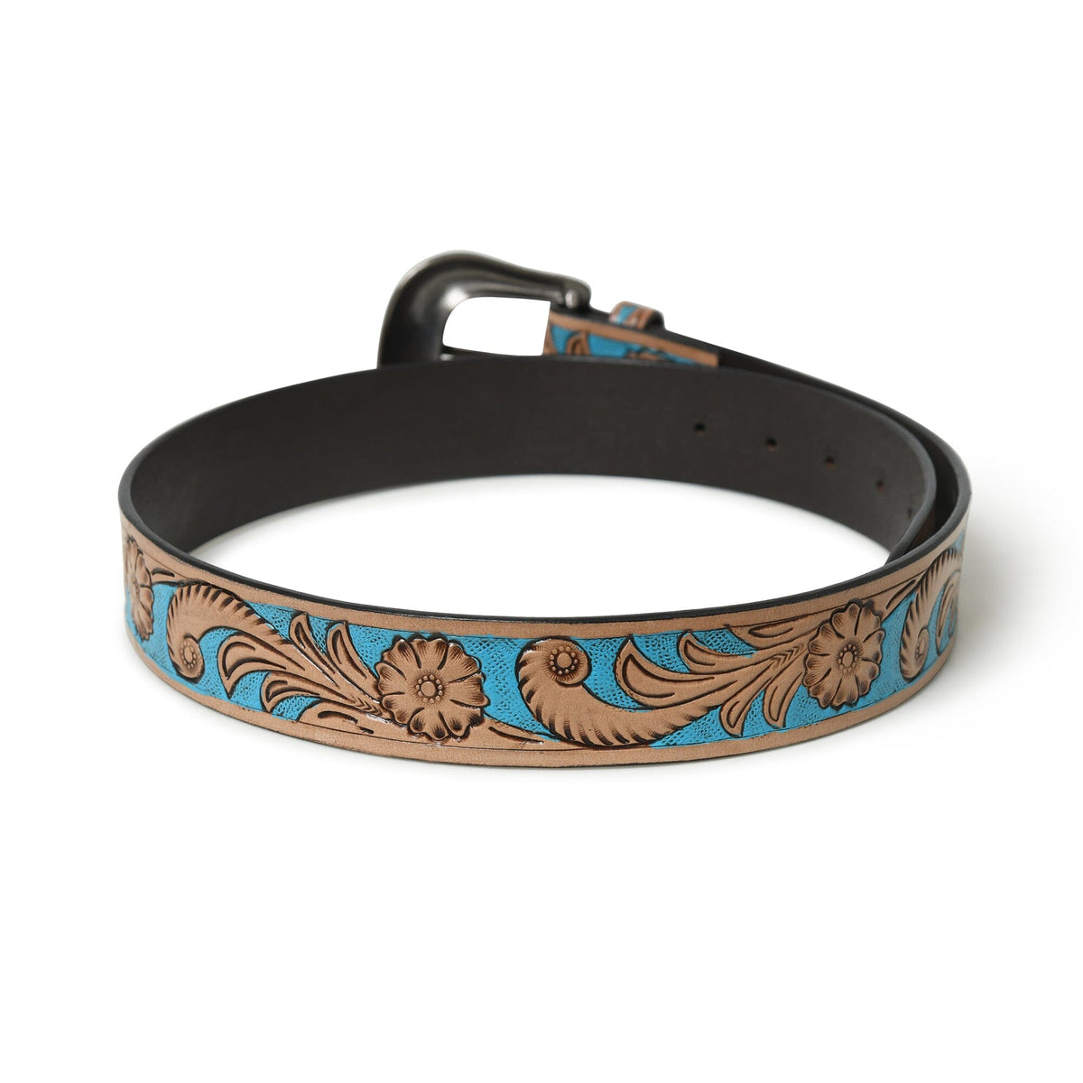 The Carved Blue-and-Brown Western Belt, view 5
