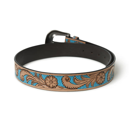 The Carved Blue-and-Brown Western Belt, view 5