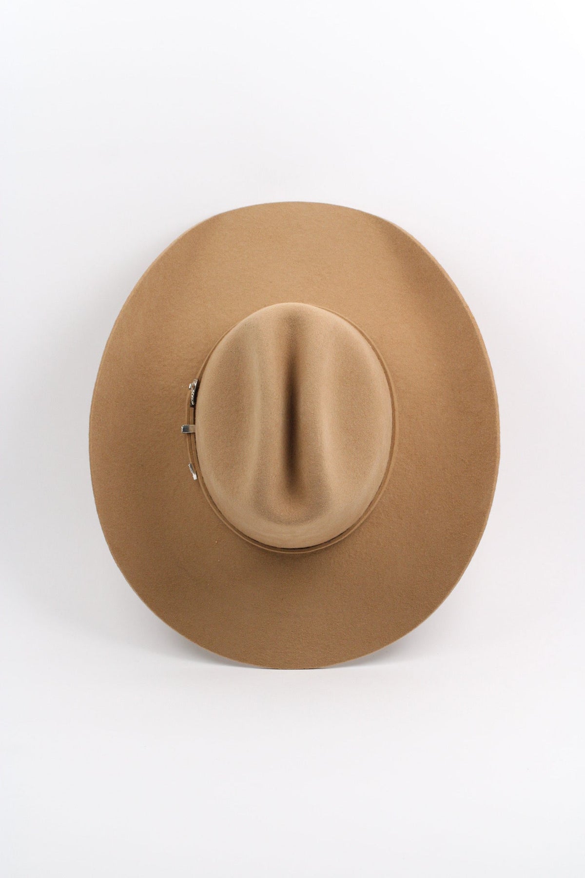 Chestnut brown merino wool cattleman cowboy hat with a curved brim, view 3