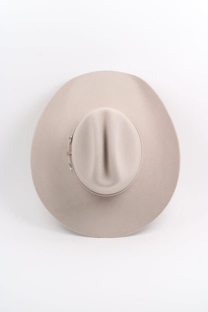 Desert sand merino wool cattleman cowboy hat with a curved brim, view 4