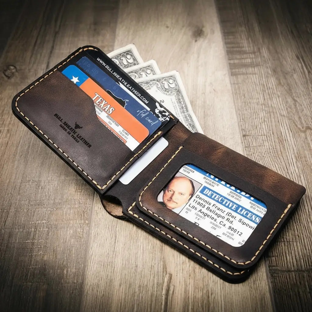 Oath Badge Bifold Wallet by Bull Sheath Leather, view 5