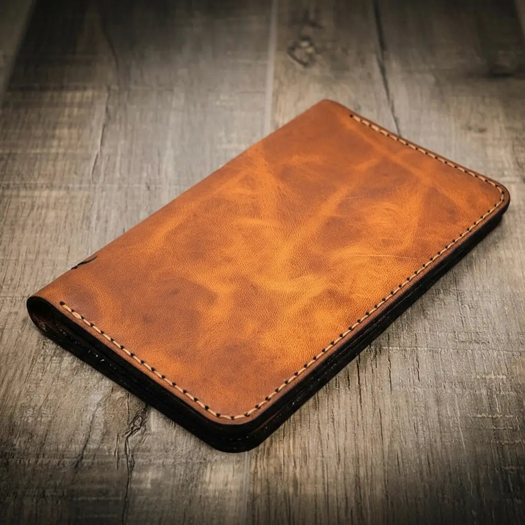 Tall full-grain leather badge long wallet by Bull Sheath, view 11