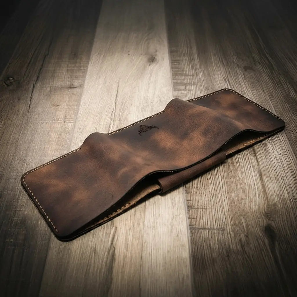 Long Shift Badge Trifold Wallet by Bull Sheath Leather, view 4