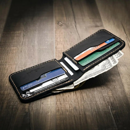 Rio Grande Bifold Wallet in Black by Bull Sheath Leather, view 4