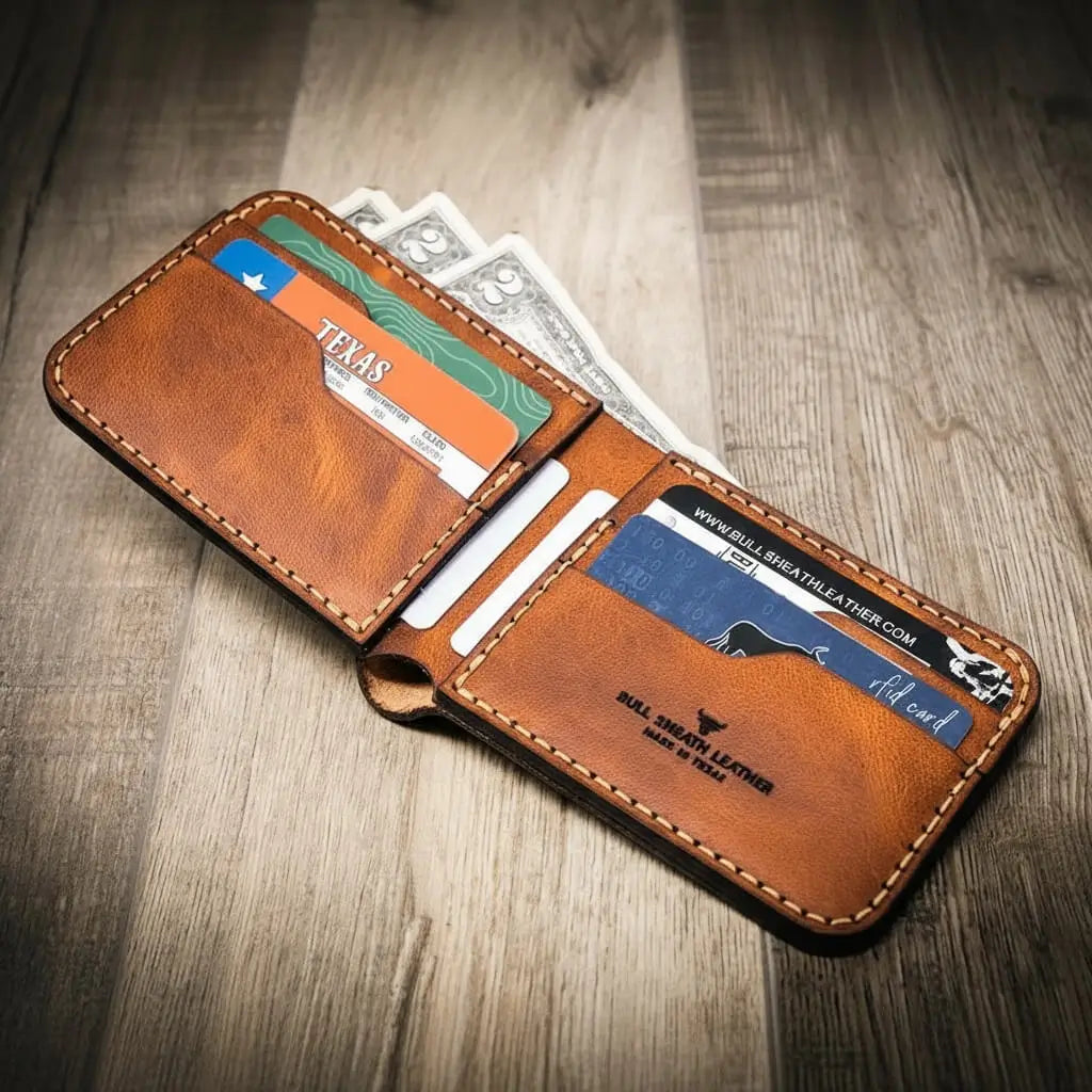 Rio Grande Bifold Wallet in Chestnut Brown by Bull Sheath Leather
