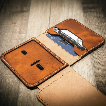Slim full-grain leather badge wallet by Bull Sheath, view 13