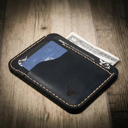 Mansfield Front-Pocket Wallet in Black by Bull Sheath Leather